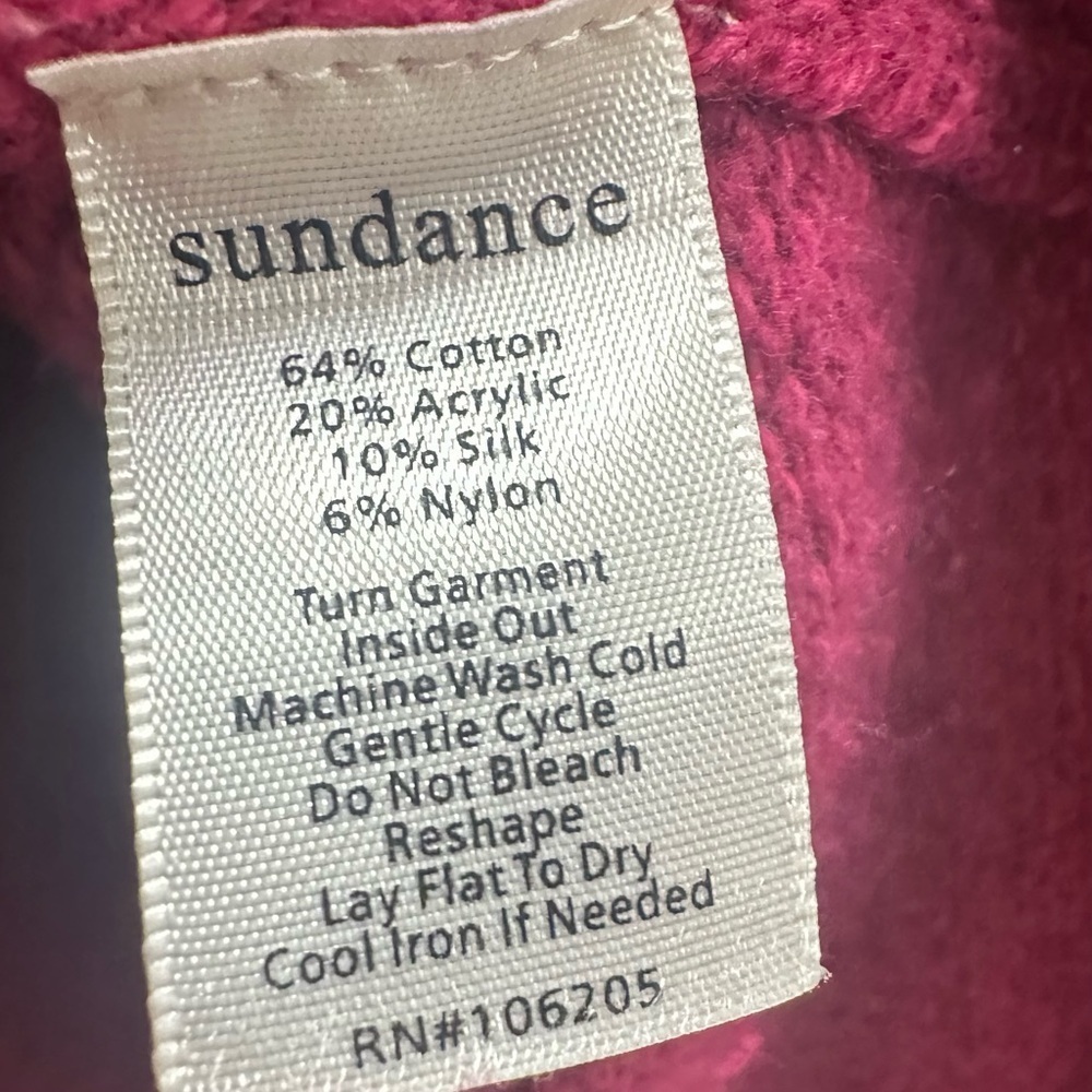 SUNDANCE Mountainview Cable-Knit Turtleneck Sweater Womens Sz L Pink Pullover - Picture 6 of 7
